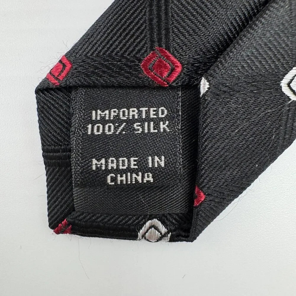 JoS A  Bank Men's Tie Black Red White 3.5